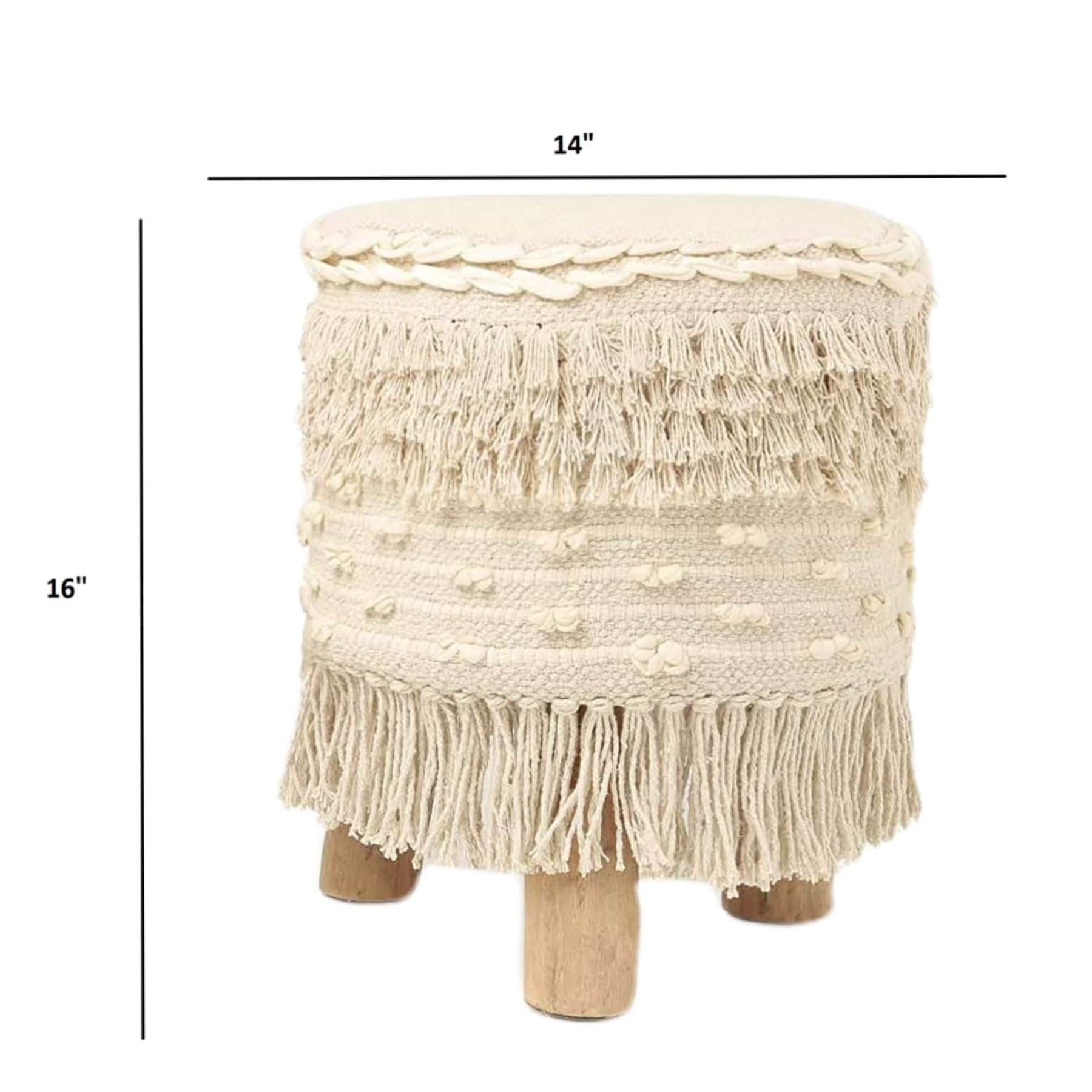 Ottoman Style Stool in White - top_view