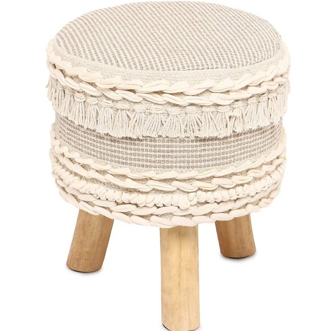 Ottoman Style Stool in Mango Wood