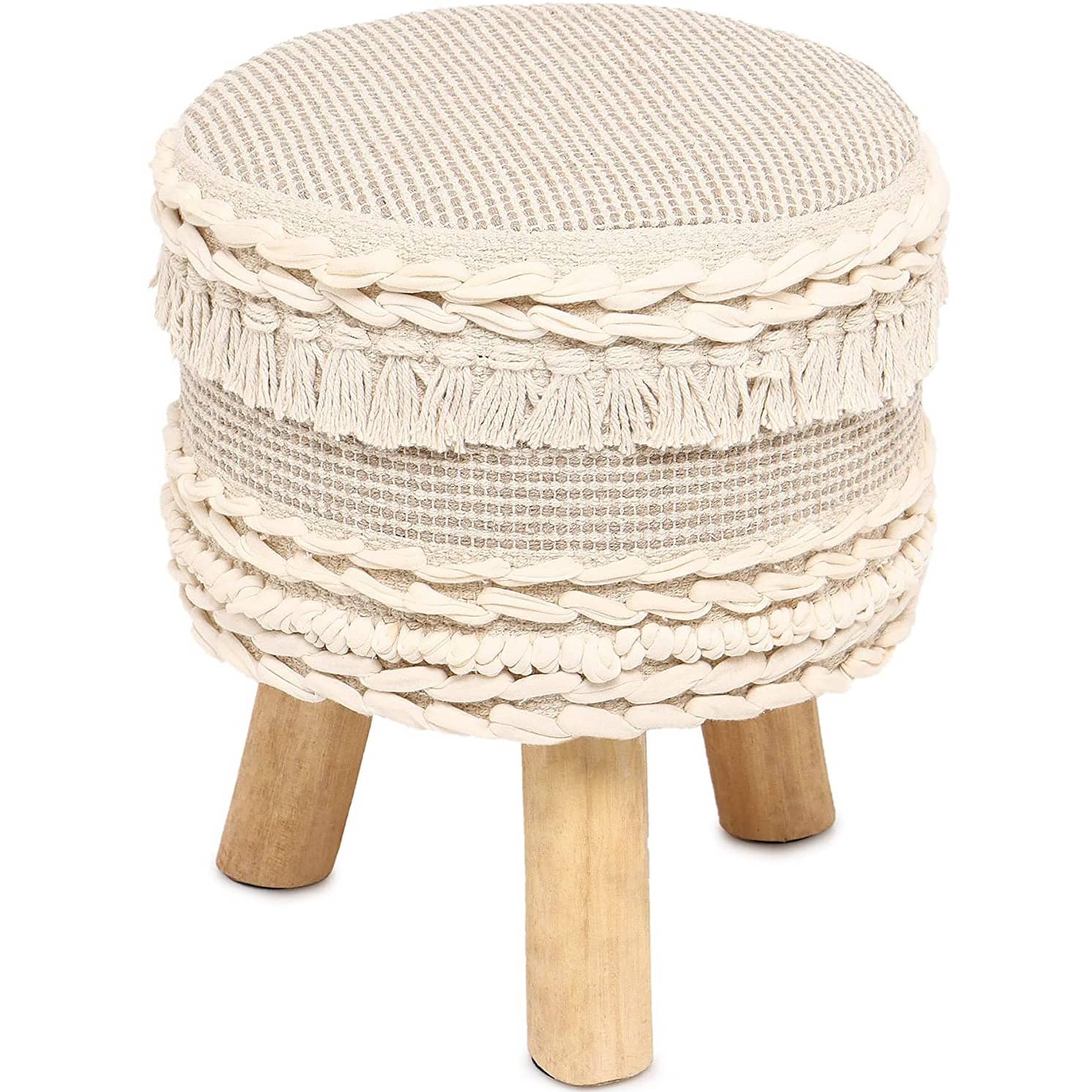 Ottoman Style Stool in Mango Wood