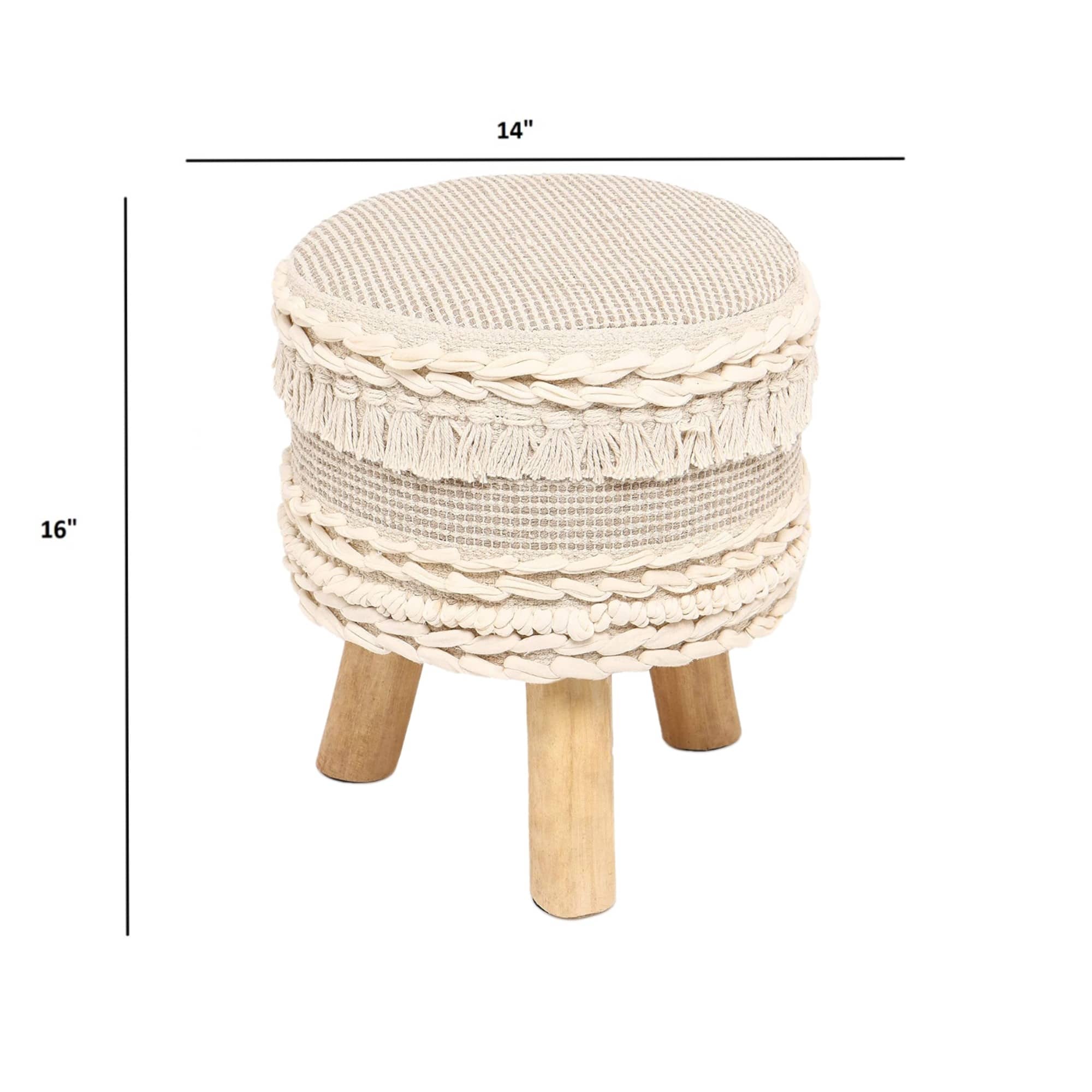 Ottoman Style Stool in Mango Wood