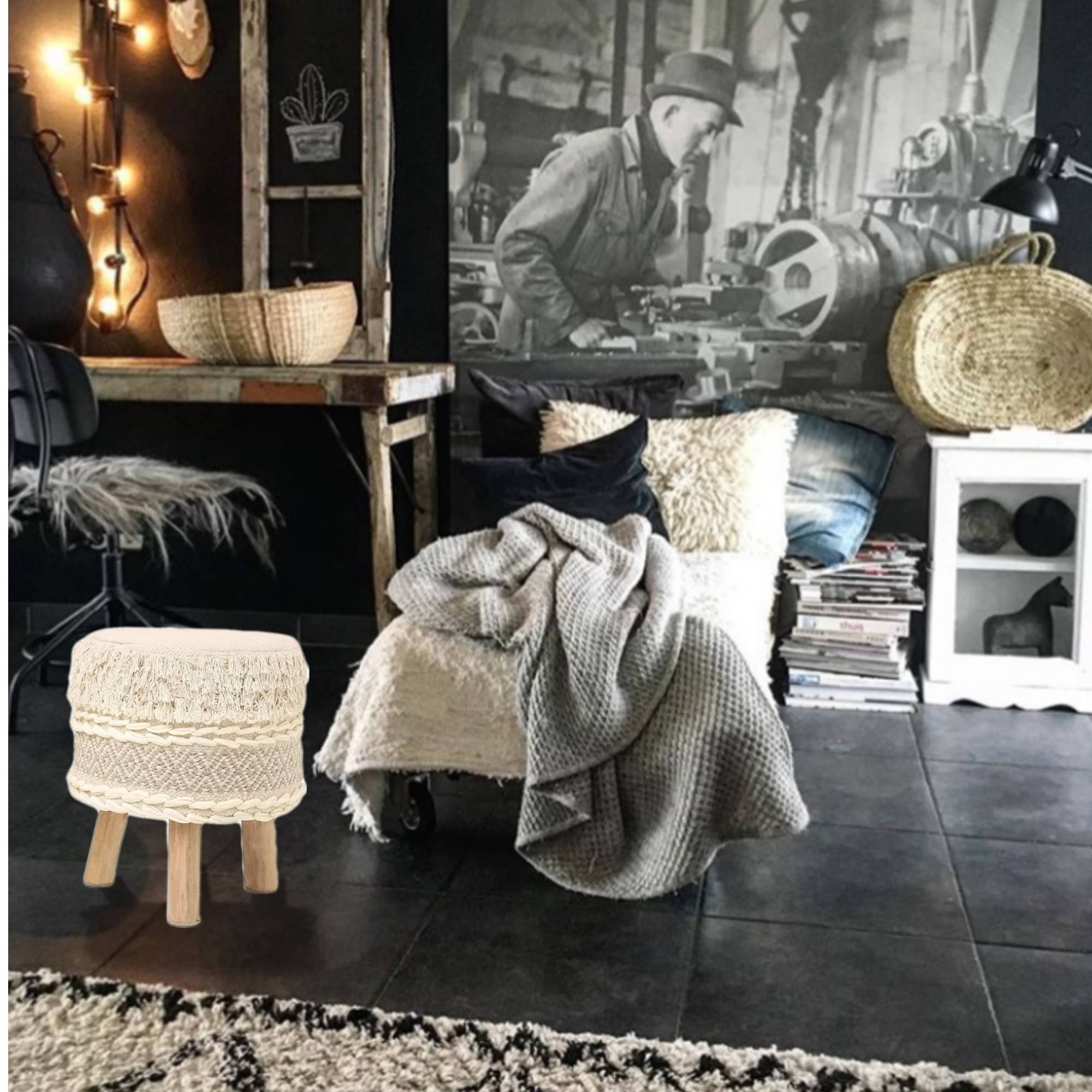 Boho Design Ottoman Style Stool