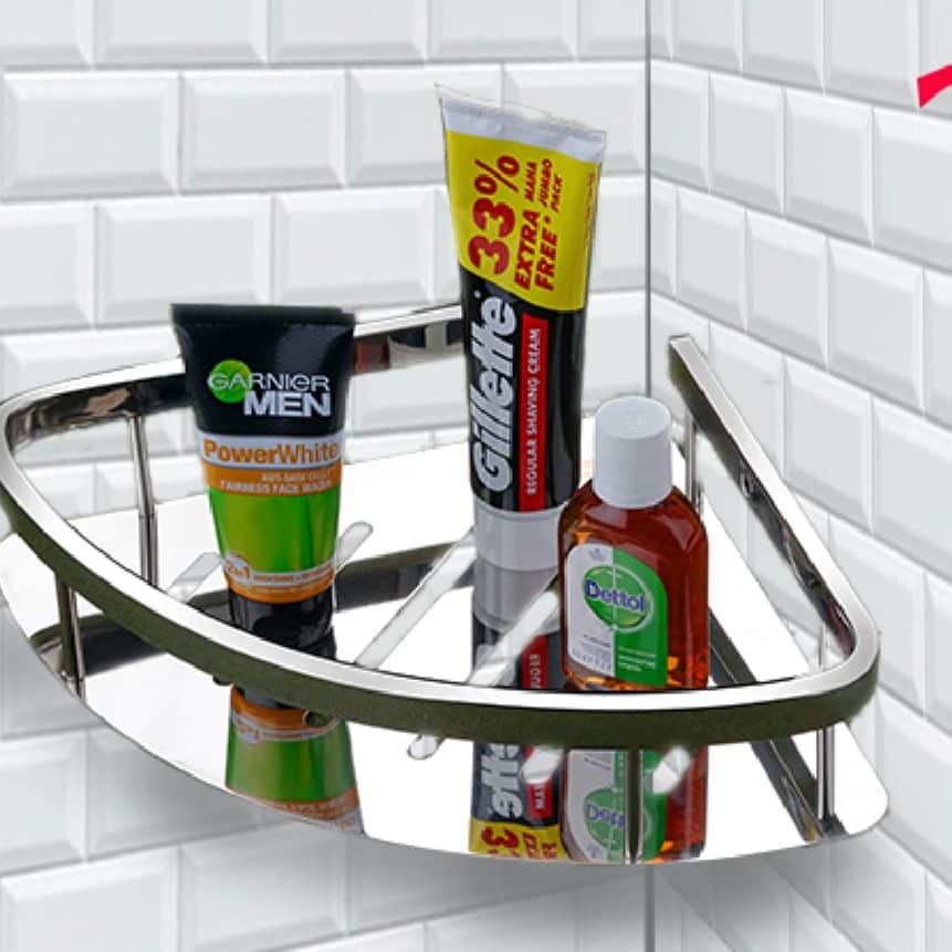 Stainless Steel Bathroom Shelf - left_view