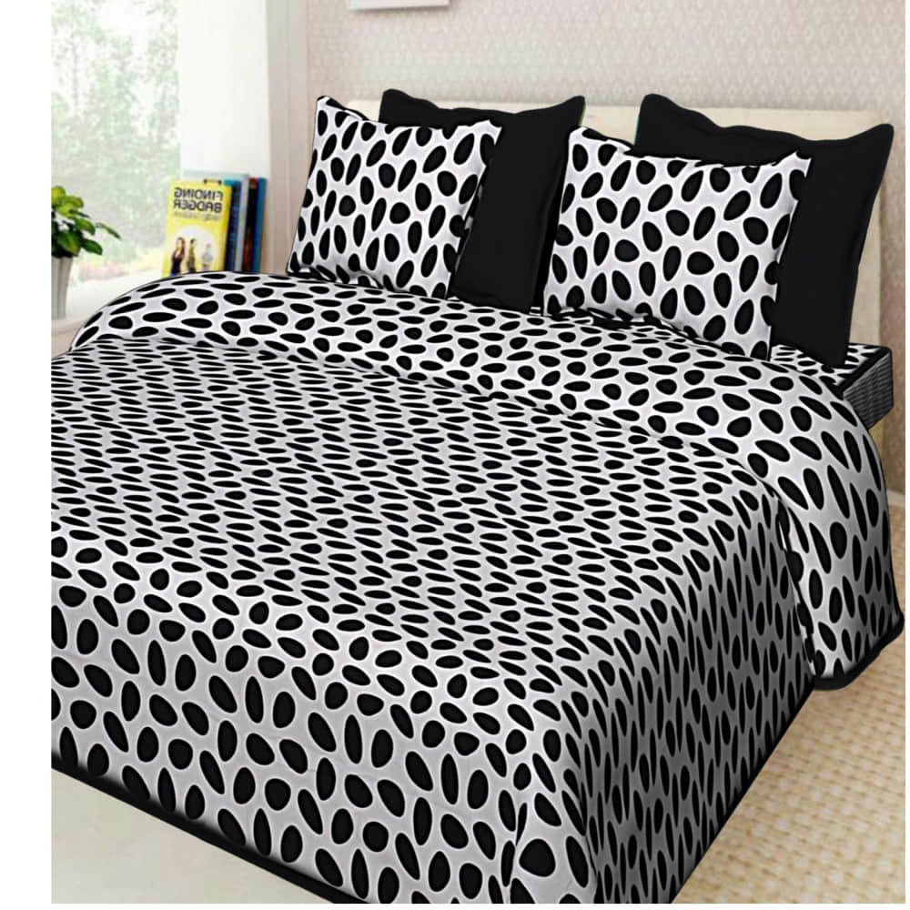 Double Cotton Bed-sheet Black and White Print - photo