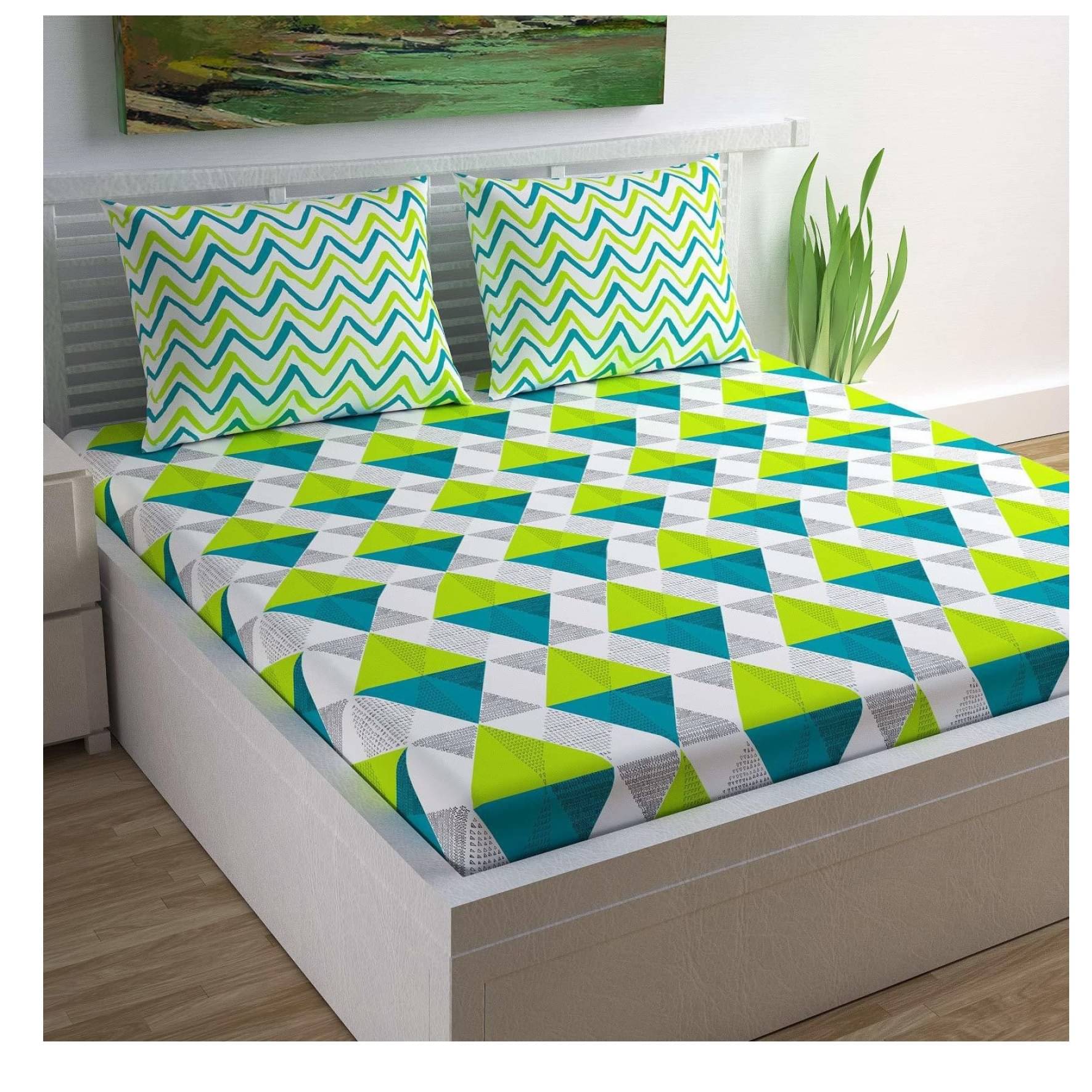 Cotton Geometric Print Mix N Match Bed-sheet for Double Bed (Multicolor)