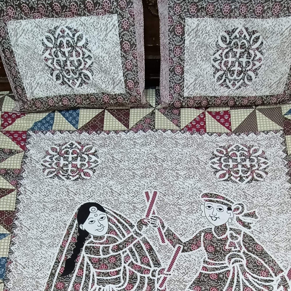 Dandiya dance print Cotton Bed Sheet - photo