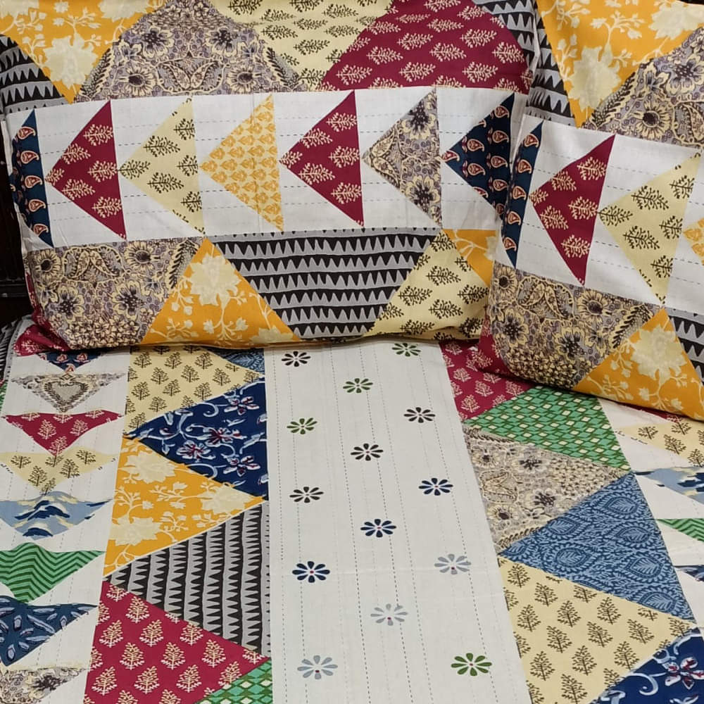 geometric Print Cotton Bed Sheet - photo