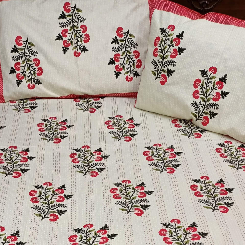 Sanganeri Print Cotton Bed Sheet - photo