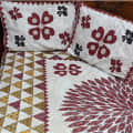 Cotton Bed Sheet Geometric and Floral Print - photo