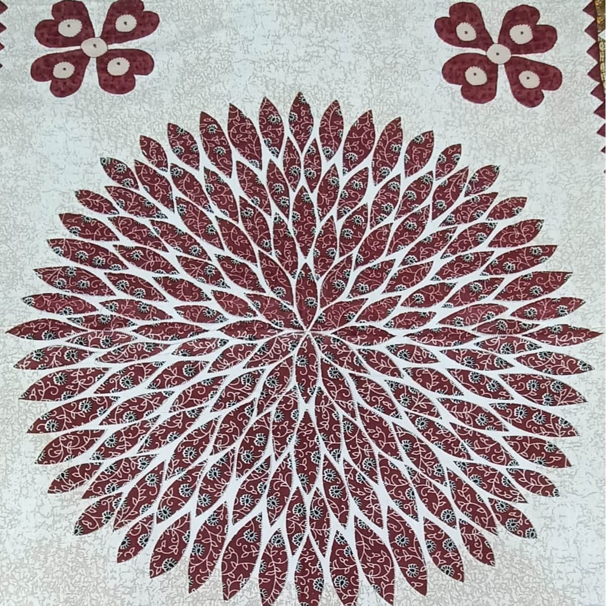 Cotton Bed Sheet Geometric and Floral Print - top_view