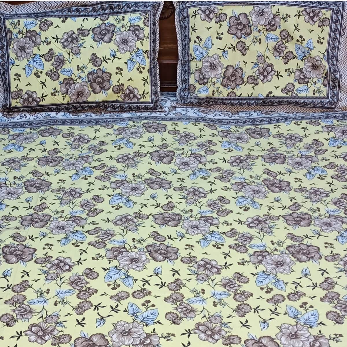 Cotton Bed Sheet Floral Print - front_view