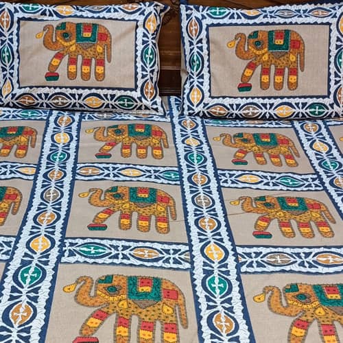Cotton Bed-sheet with Elephant Print
