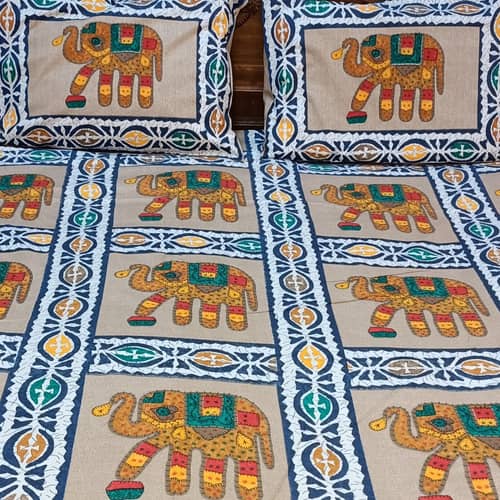 Cotton Bed-sheet with Elephant Print