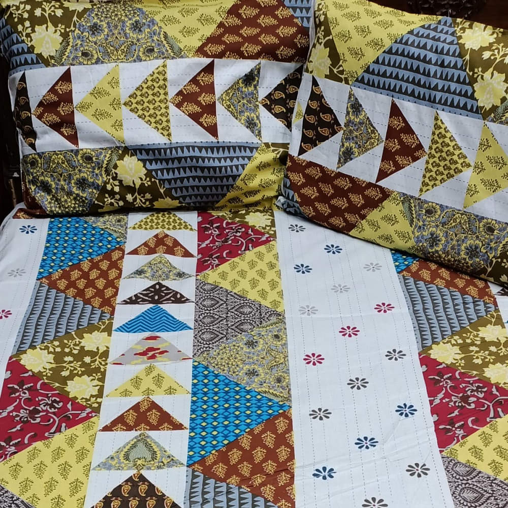 Cotton Bed Sheet (Geometric print) - photo