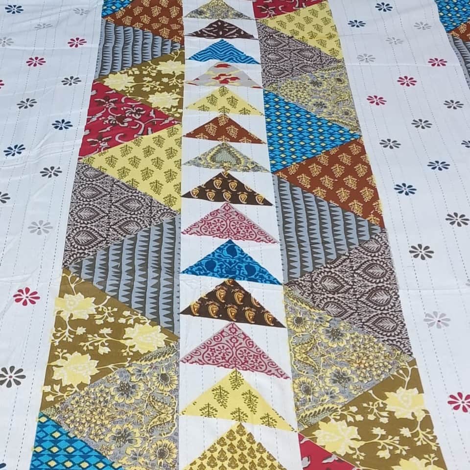 Cotton Bed Sheet (Geometric print) - rear_view