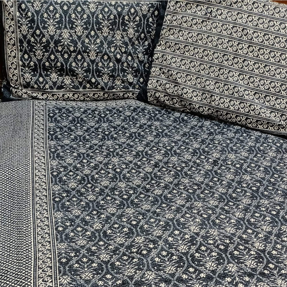 Cotton Printed Bed Sheet (blue) - photo