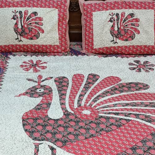 Cotton Peacock Print Bed-sheet
