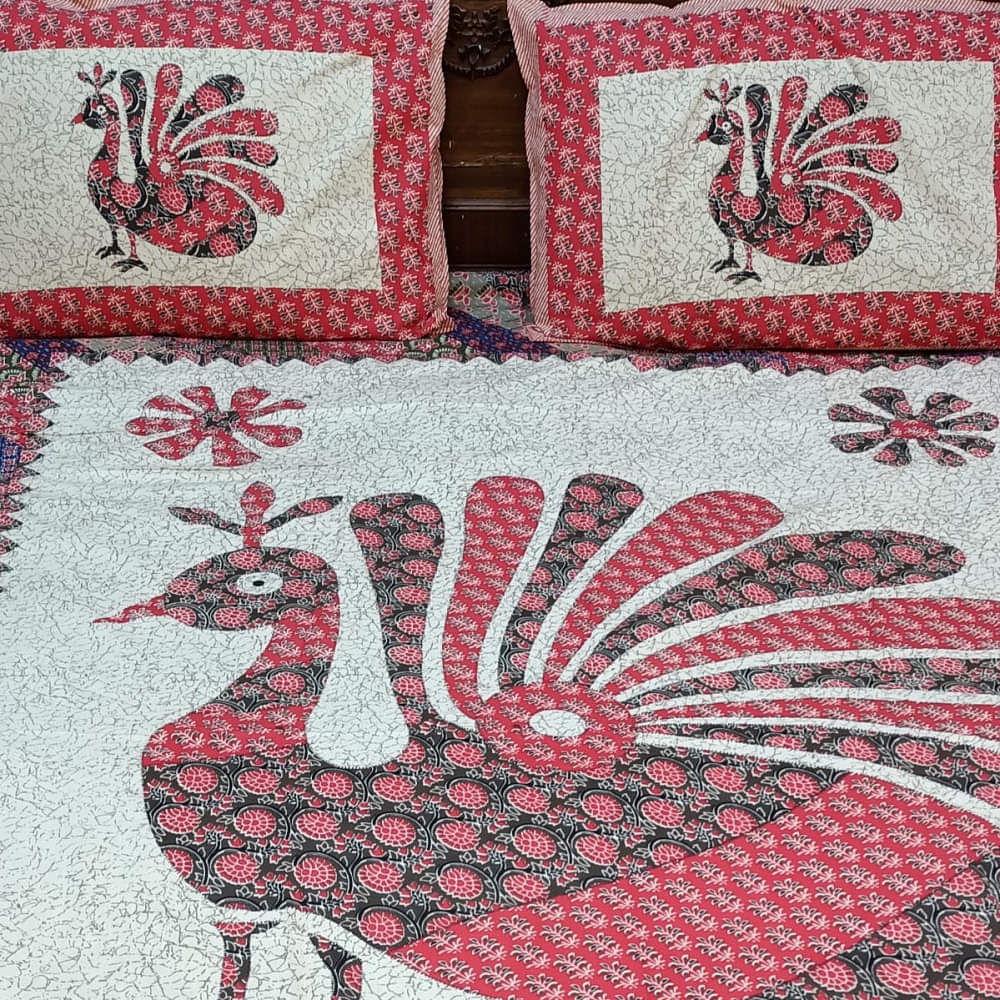Cotton Peacock Print Bed-sheet - photo