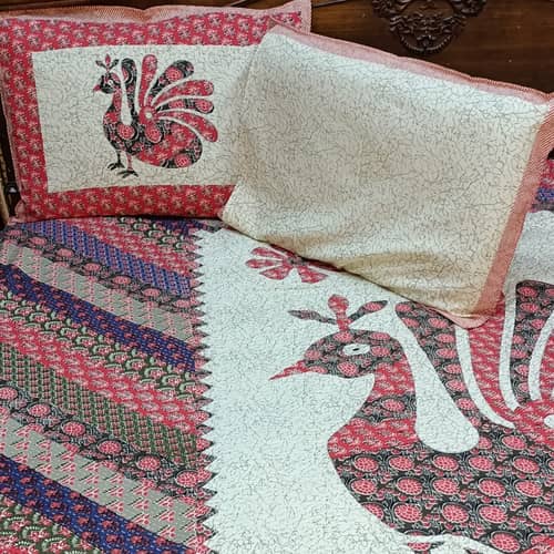 Cotton Peacock Print Bed-sheet
