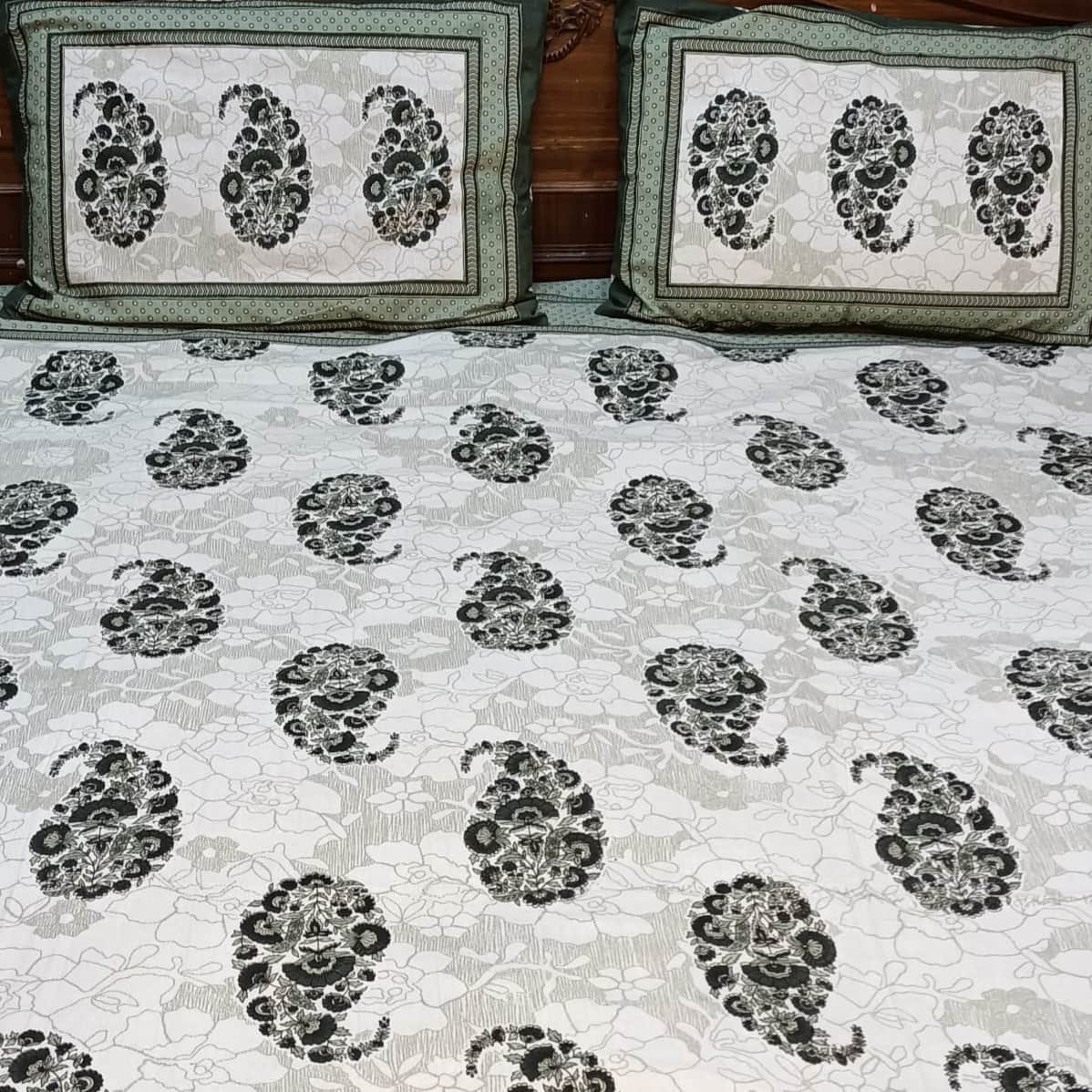 Cotton Bed Sheet (Beige) - front_view