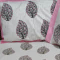 Cotton Printed Bed Sheet (off white & pink) - rear_view