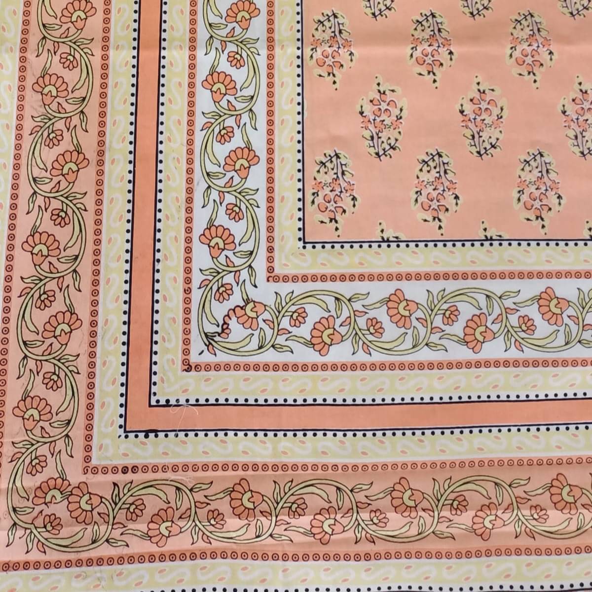 Cotton Printed  Bed Sheet ( Peach )