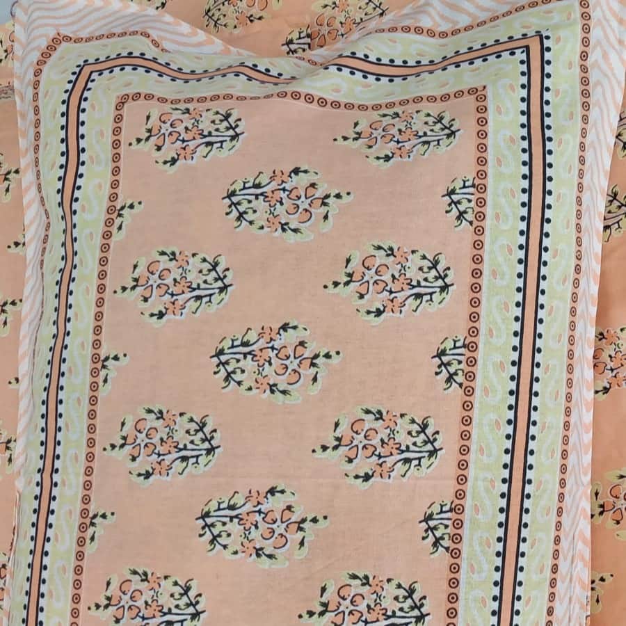 Cotton Printed  Bed Sheet ( Peach ) - rear_view