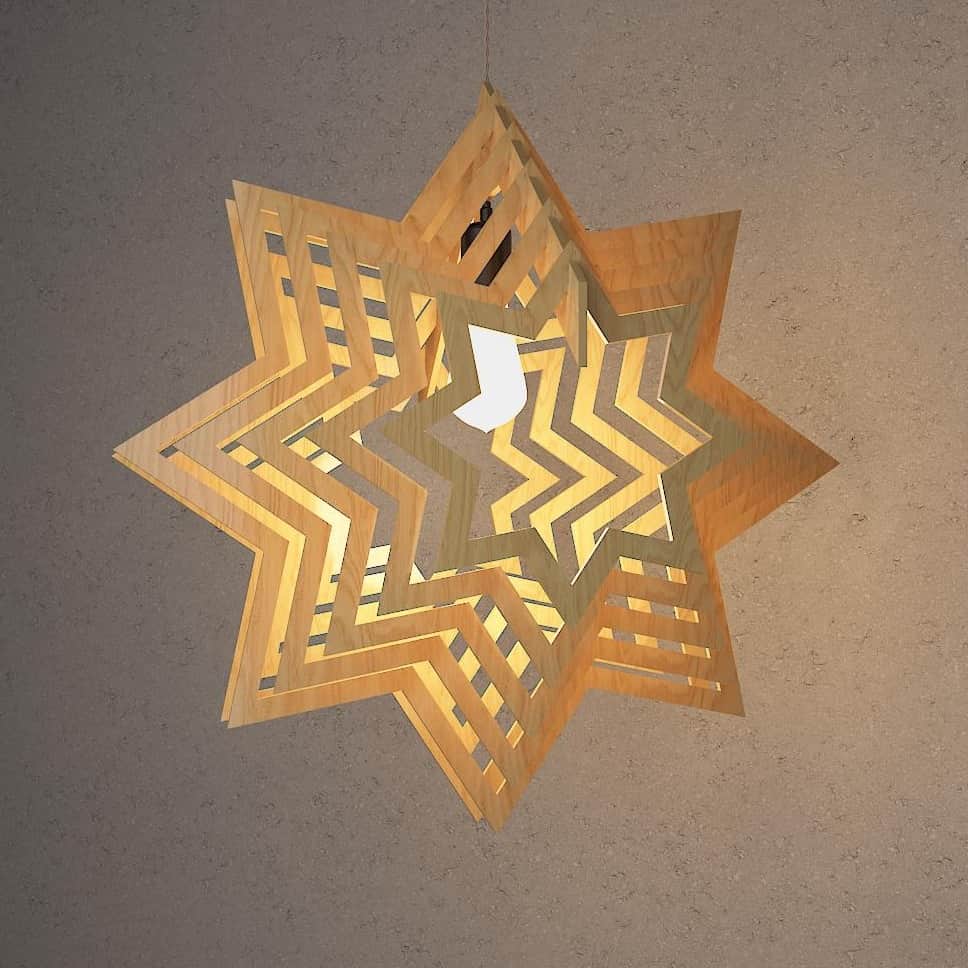 Star Shape Wood pendant lamp yplamp 39 - left_view
