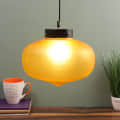 Yellow Glass Single Hanging Light- BOWL-HL-GOLA-YELLOW - Without Bulb - photo