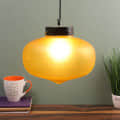 Yellow Glass Single Hanging Light- BOWL-HL-GOLA-YELLOW - Without Bulb - front_view