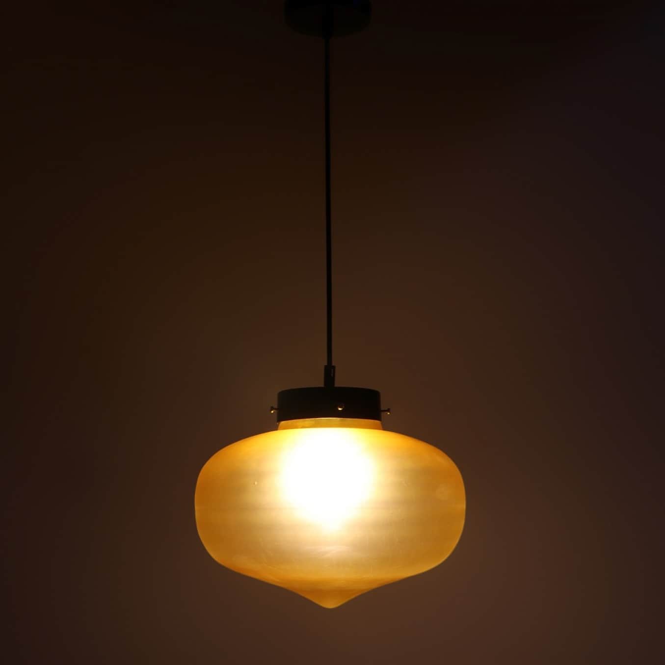 Yellow Glass Single Hanging Light- BOWL-HL-GOLA-YELLOW - Without Bulb - rear_view