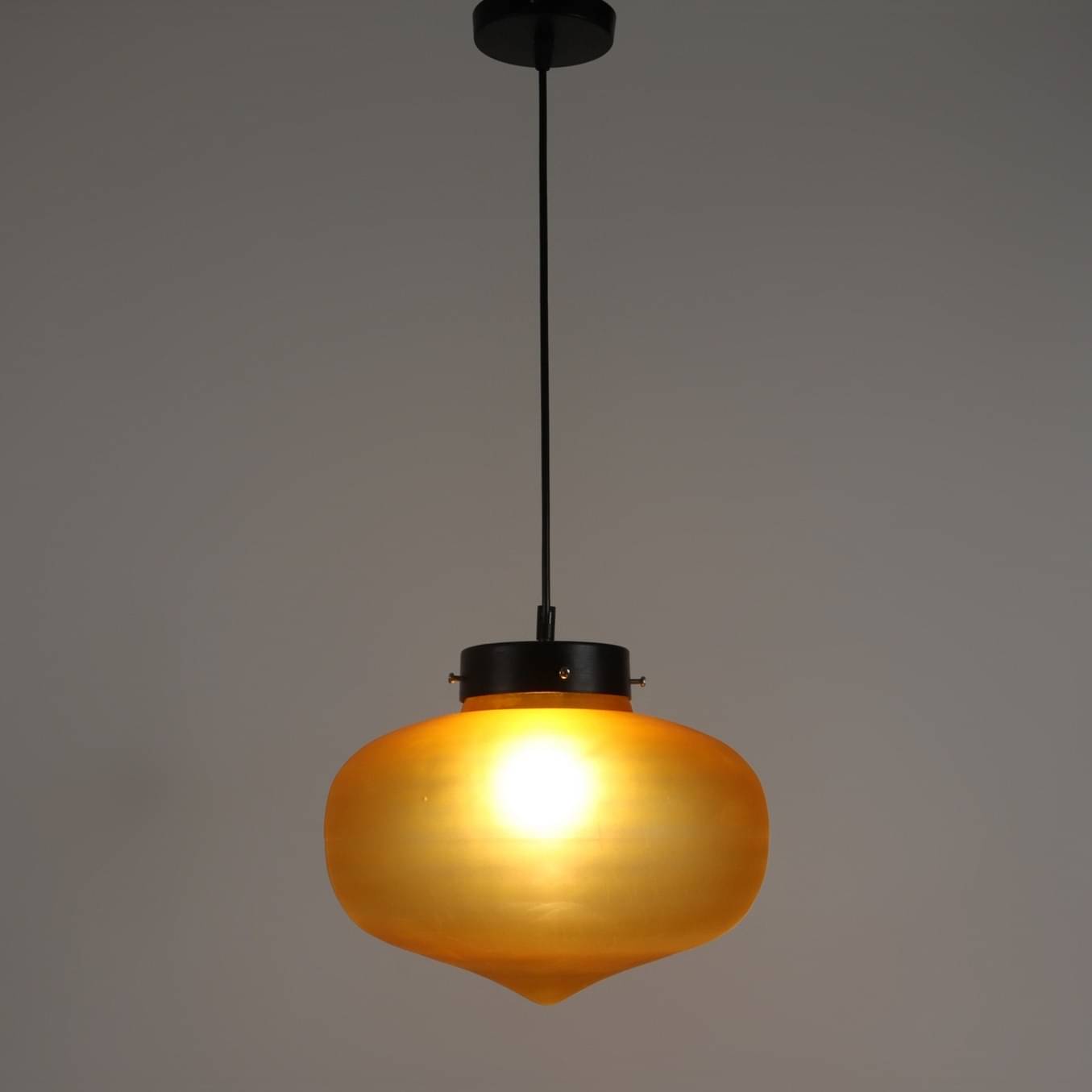 Yellow Glass Single Hanging Light- BOWL-HL-GOLA-YELLOW - Without Bulb