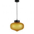 Yellow Glass Single Hanging Light- BOWL-HL-GOLA-YELLOW - Without Bulb - right_view