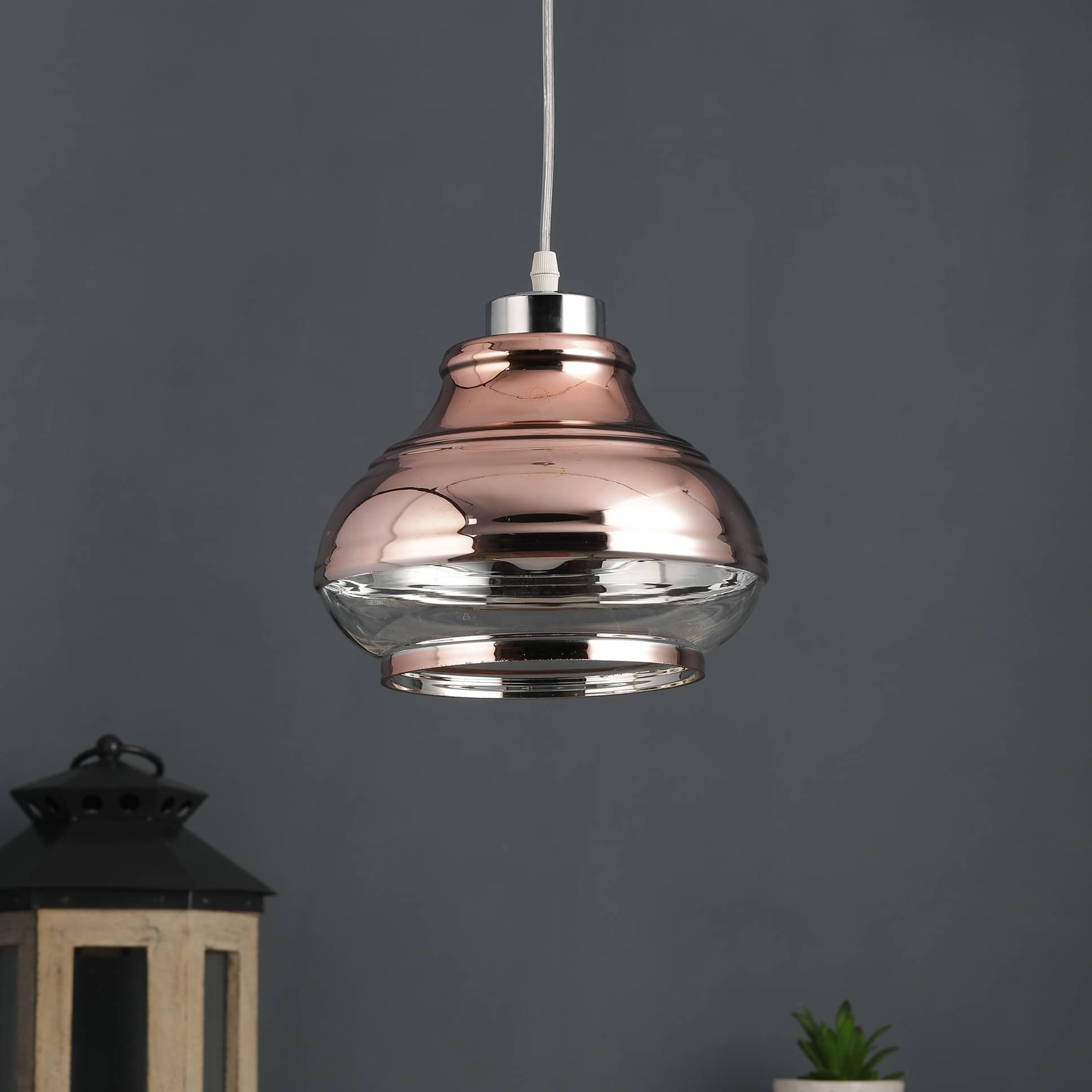 Copper Glass Single Hanging Lights- M-90-HL - Without Bulb