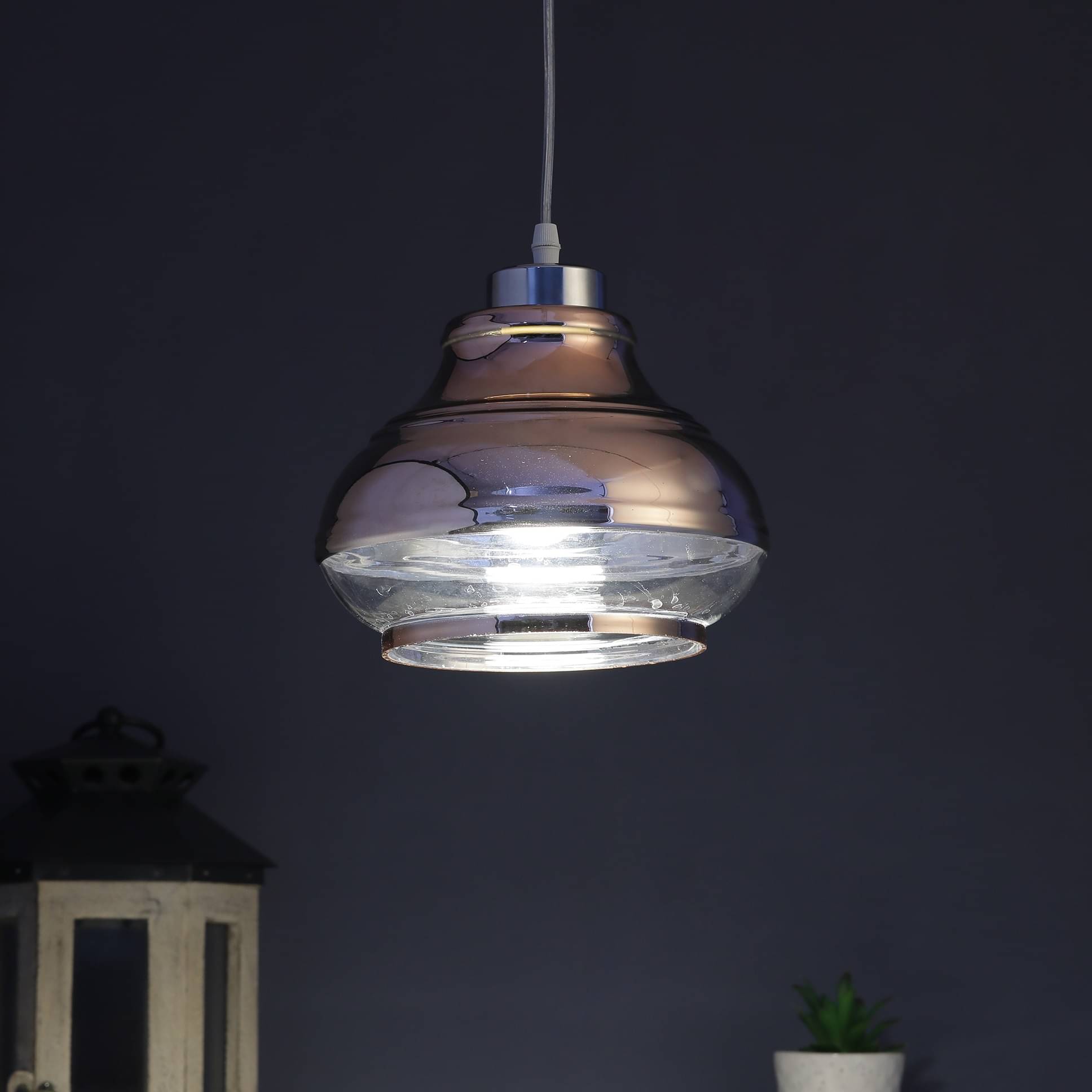 Copper Glass Single Hanging Lights- M-90-HL - Without Bulb