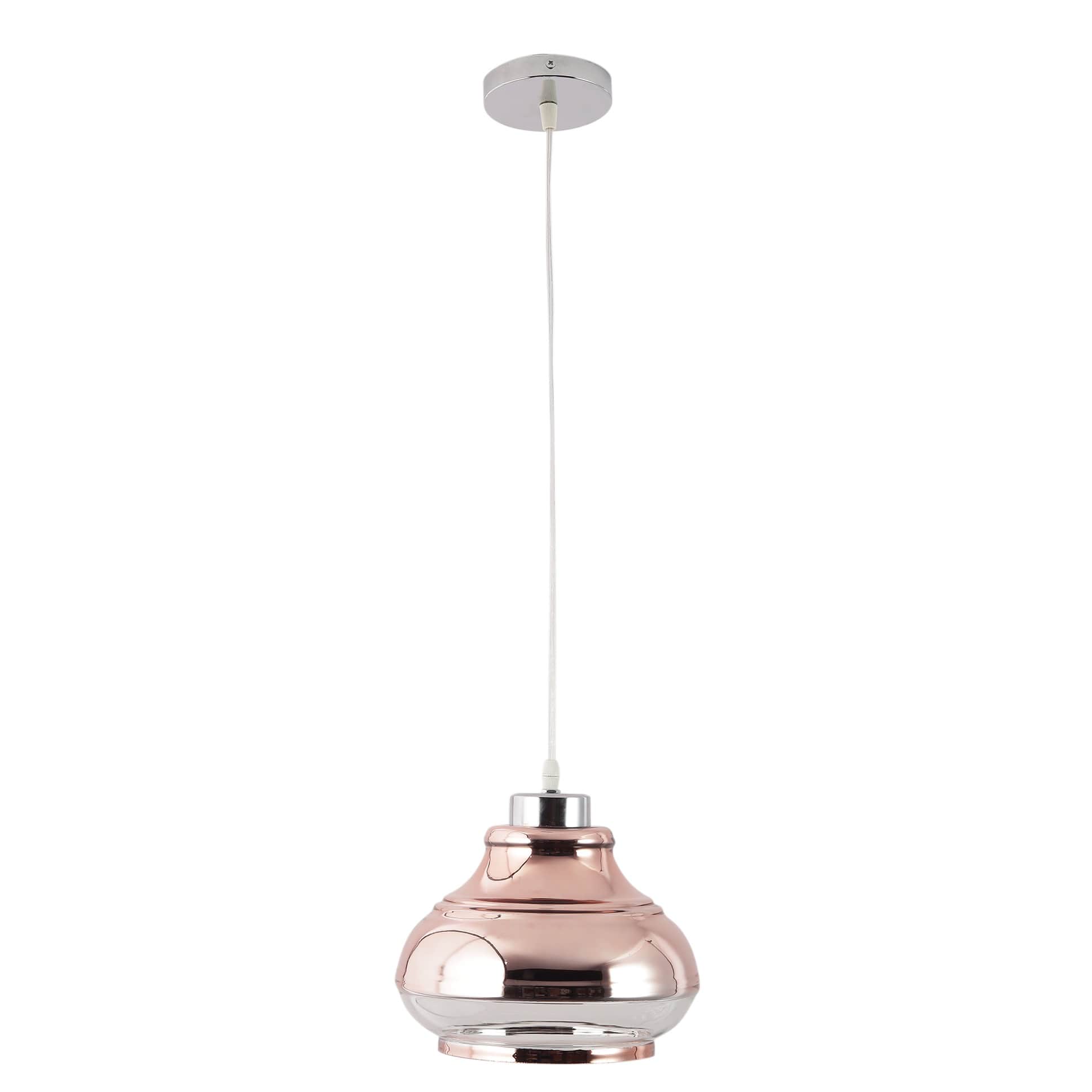Copper Glass Single Hanging Lights- M-90-HL - Without Bulb - left_view