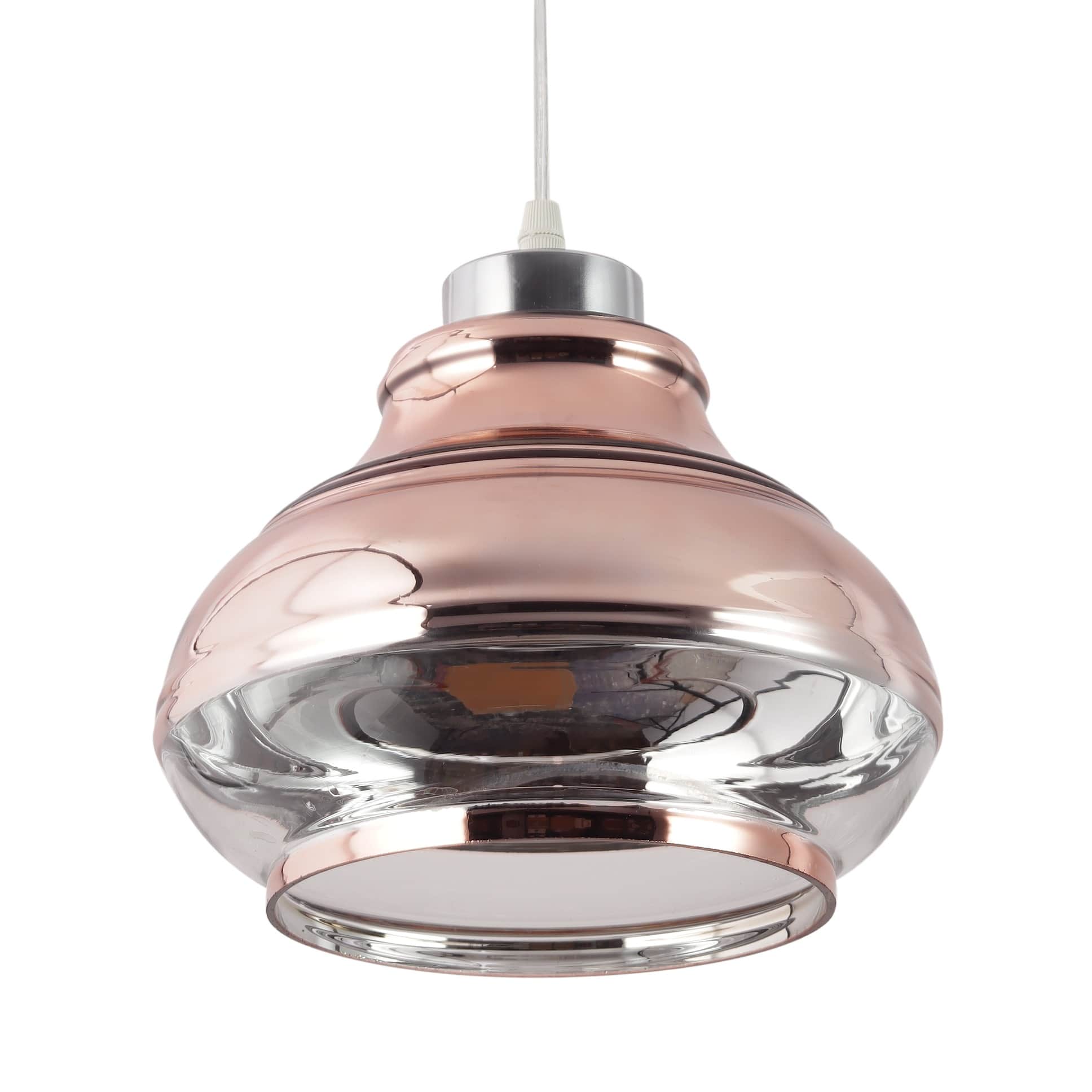 Copper Glass Single Hanging Lights- M-90-HL - Without Bulb - bottom_view