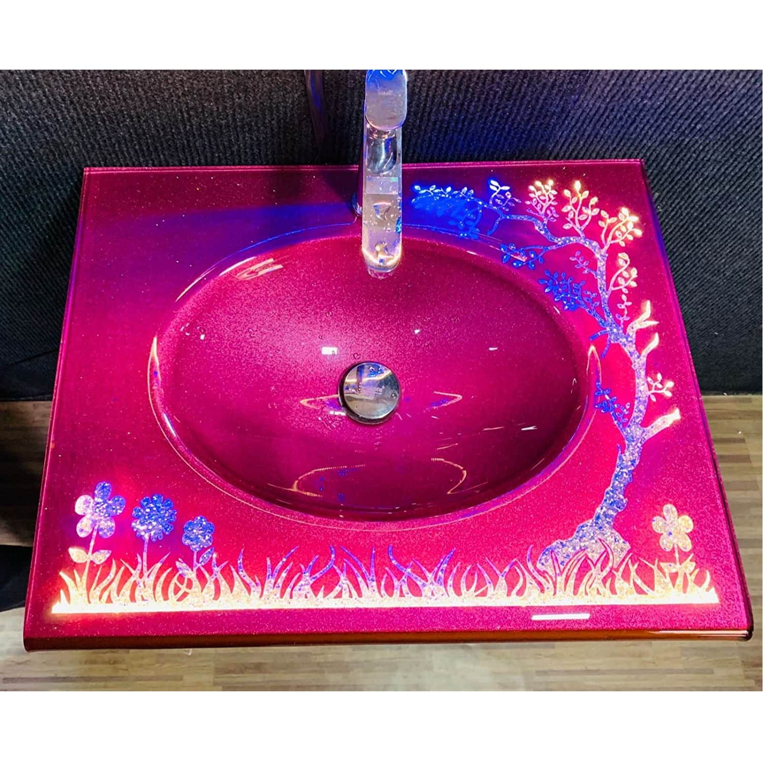 Glass Wash Basin/Glossy Finish/Bathroom Sink/Vessel Sink - rear_view