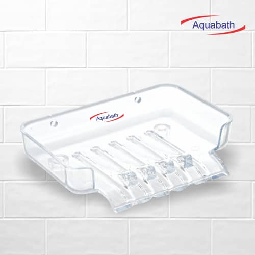 Aquabath Unbreakable Plastic Hanging & Flooring SOAP Dish/SOAP Holder/Bathroom Accessories for Bathroom Square Shape - (Pack of 2)  (Transparent)