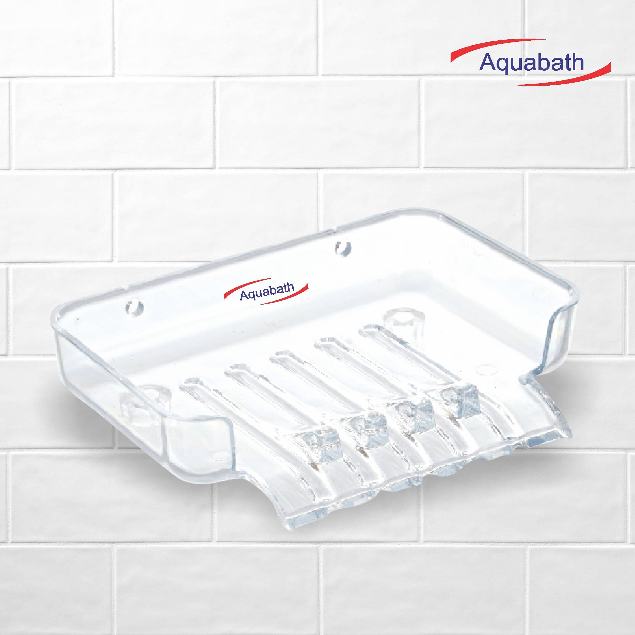 Aquabath Unbreakable Plastic Hanging & Flooring SOAP Dish/SOAP Holder/Bathroom Accessories for Bathroom Square Shape - (Pack of 2)  (Transparent)