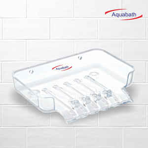 Aquabath Unbreakable Plastic Hanging & Flooring SOAP Dish/SOAP Holder/Bathroom Accessories for Bathroom Square Shape - (Pack of 2)  (Transparent) - photo