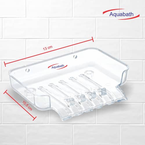 Aquabath Unbreakable Plastic Hanging & Flooring SOAP Dish/SOAP Holder/Bathroom Accessories for Bathroom Square Shape - (Pack of 2)  (Transparent)