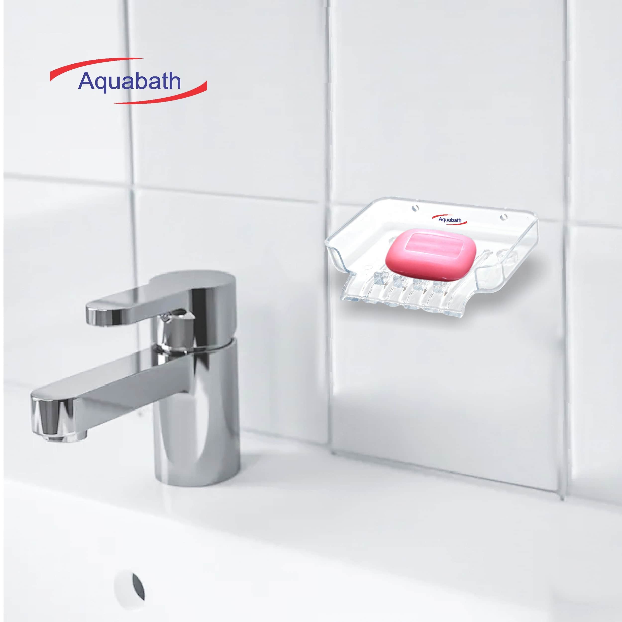 Aquabath Unbreakable Plastic Hanging & Flooring SOAP Dish/SOAP Holder/Bathroom Accessories for Bathroom Square Shape - (Pack of 2)  (Transparent) - rear_view