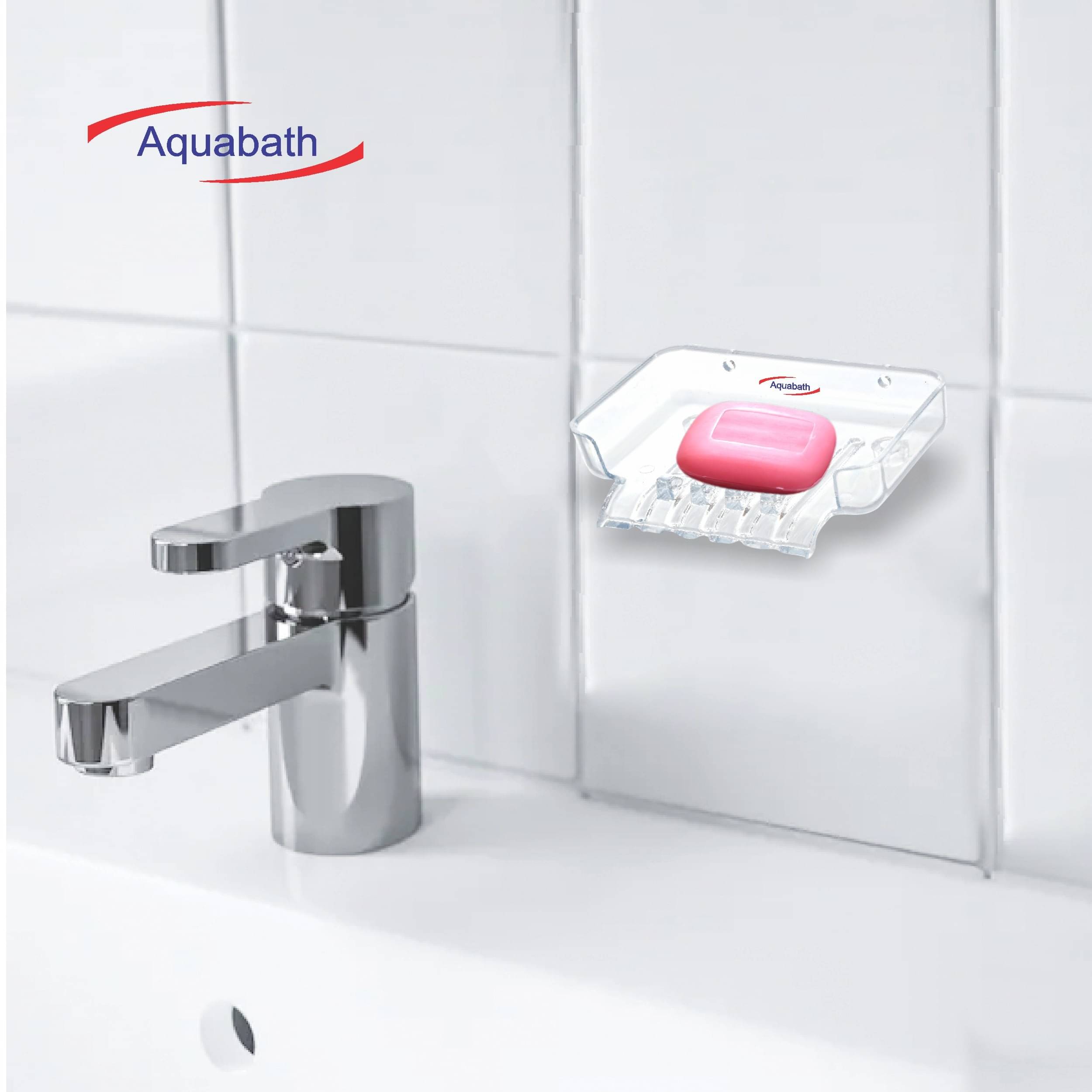 Aquabath Unbreakable Plastic Hanging & Flooring SOAP Dish/SOAP Holder/Bathroom Accessories for Bathroom Square Shape - (Pack of 2)  (Transparent)