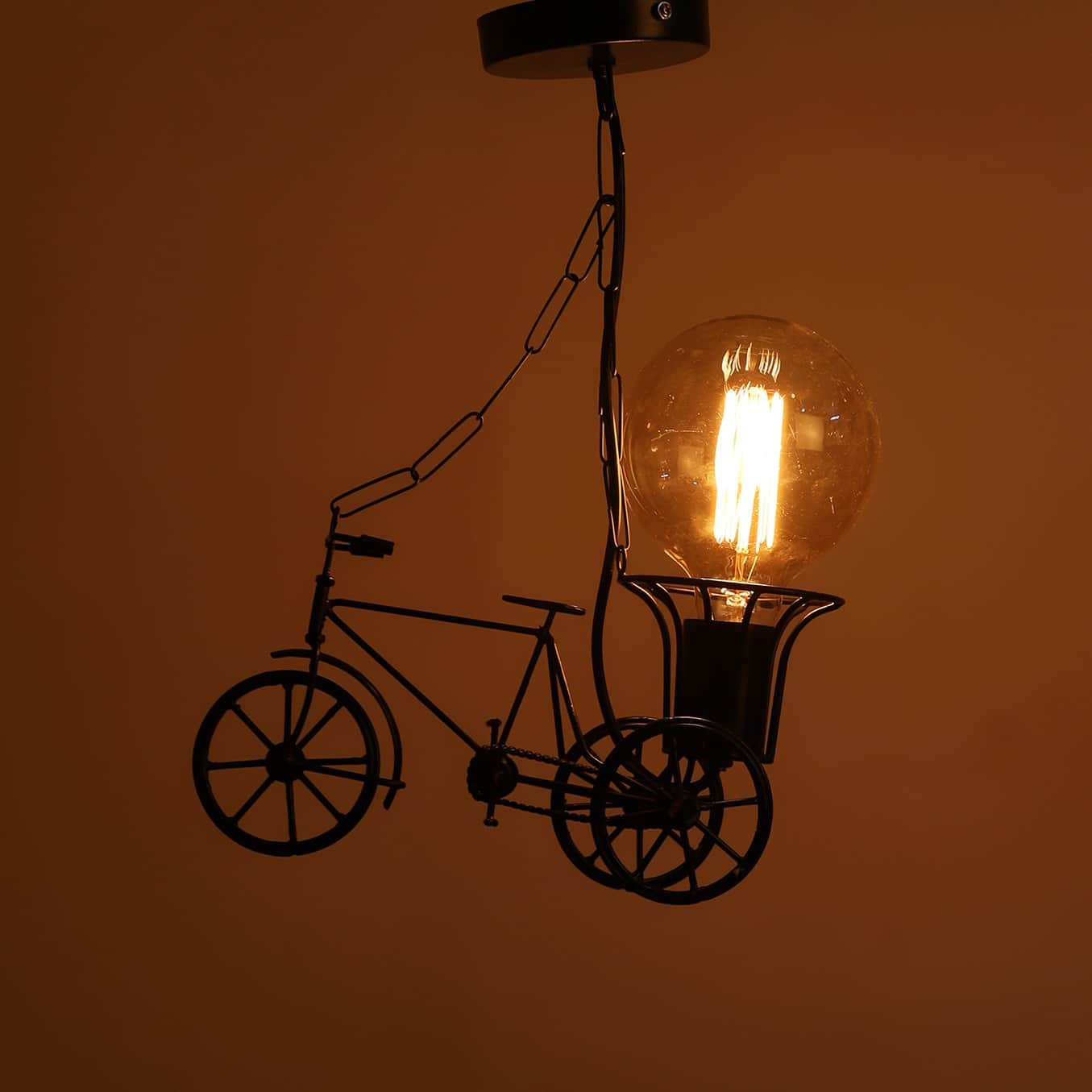 Black Metal Single Hanging Light- RIKSHA-SMALL-HL - Without Bulb - left_view