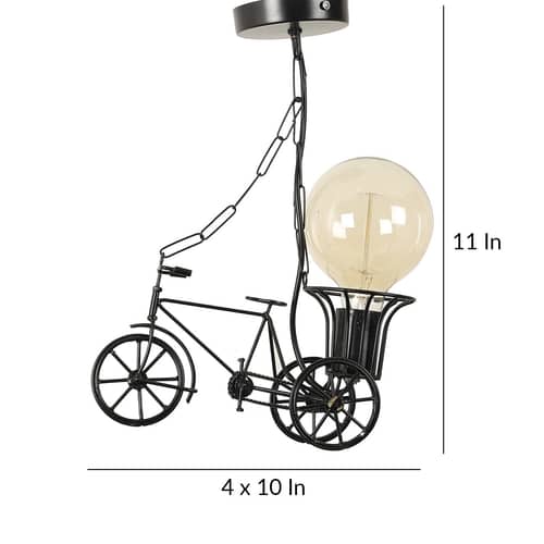 Black Metal Single Hanging Light- RIKSHA-SMALL-HL - Without Bulb