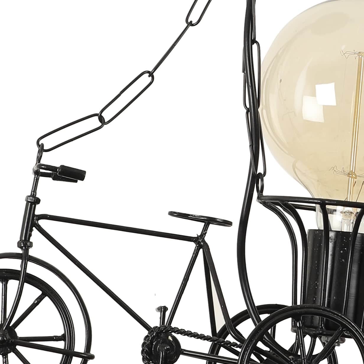 Black Metal Single Hanging Light- RIKSHA-SMALL-HL - Without Bulb - bottom_view