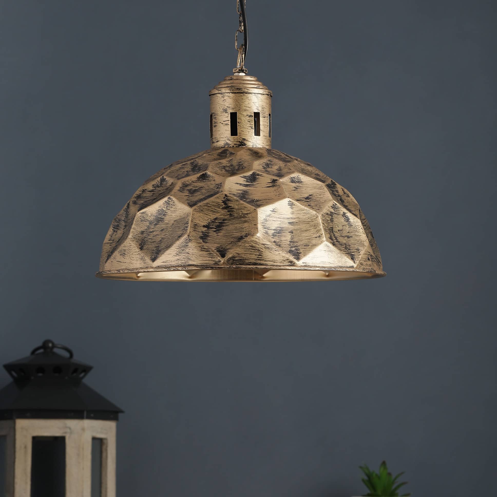 Gold Metal Single Hanging Lights- KATORA-HL-AB - without Bulb
