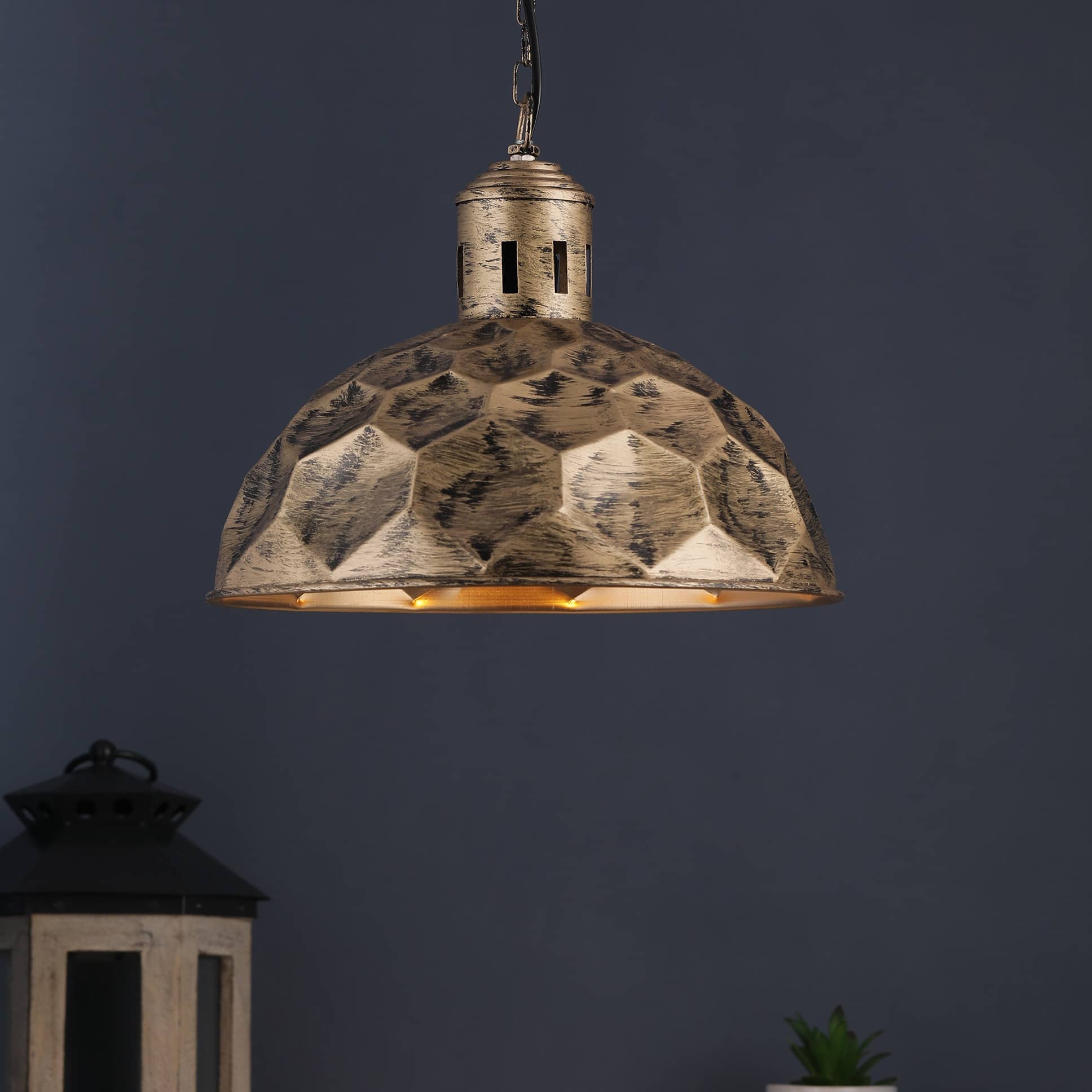 Gold Metal Single Hanging Lights- KATORA-HL-AB - without Bulb