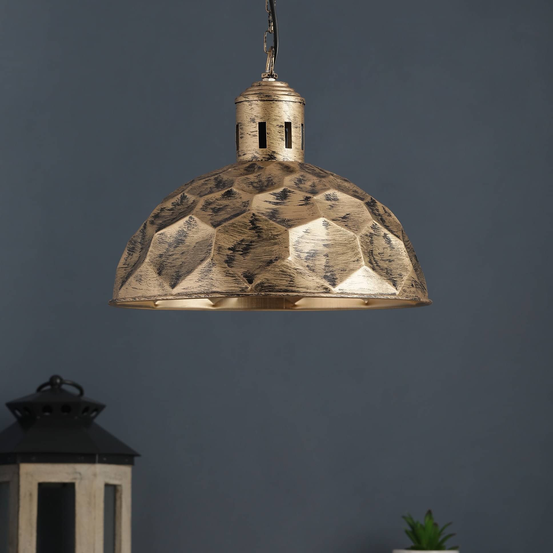 Gold Metal Single Hanging Lights- KATORA-HL-AB - without Bulb