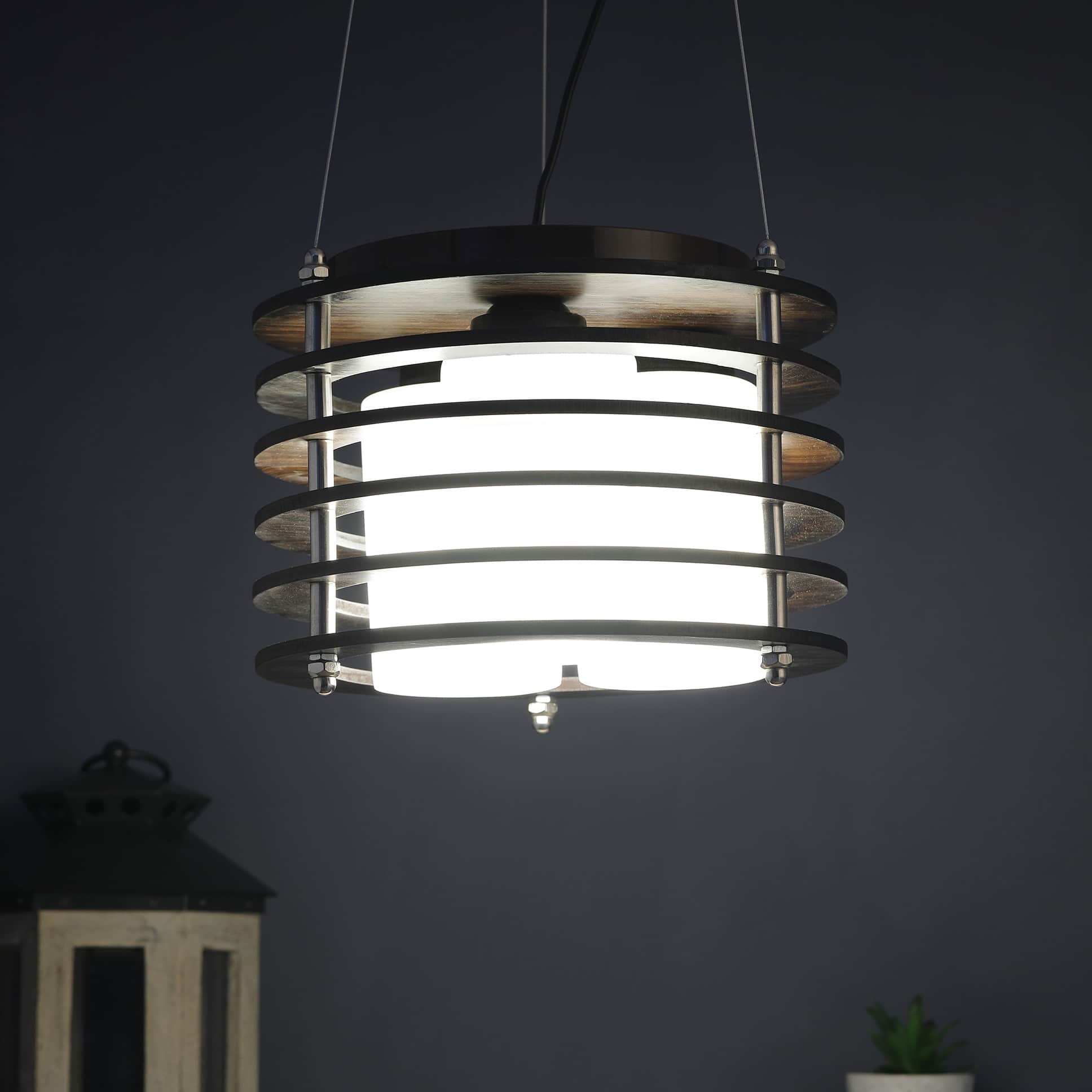 Brown Wood 12inch 3 Light Chandelier- without Bulb - rear_view